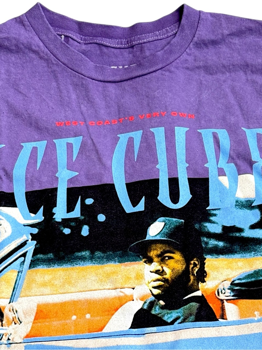 Ice Cube Graphic Tee Purple Rap Hip Hop Shirt Mens Size L Distressed Wash Movies